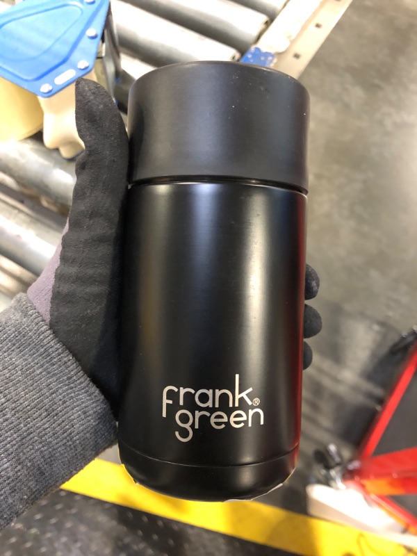 Photo 2 of **USED** frank green - Ceramic Reusable Cup - Travel Coffee Mug, Stainless Steel Coffee Cup, Insulated Tumbler - Push Button Lid - 12oz - Midnight