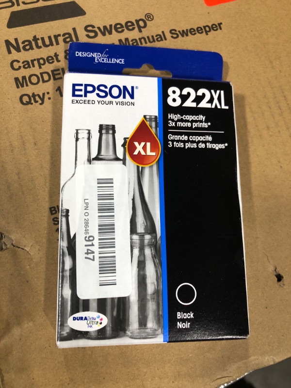 Photo 2 of EPSON 822 DURABrite Ultra Ink High Capacity Black Cartridge (T822XL120-S) Works with WorkForce Pro WF-3820, WF-3823, WF-4820, WF-4830, WF-4833, WF-4834