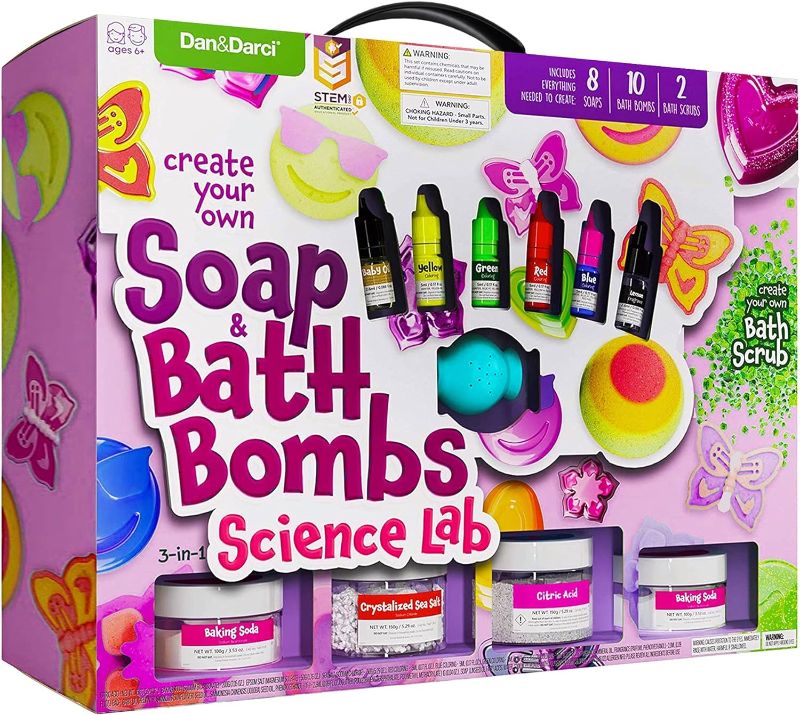 Photo 1 of  Dan&Darci Soap & Bath Bomb Making Kit for Kids, 3-in-1 Spa Science Kits, Easter Craft Gifts for Girls & Boys Age 6-12 Year Old Girl Crafts: DIY Experiment Toys, Gift for Kid Ages