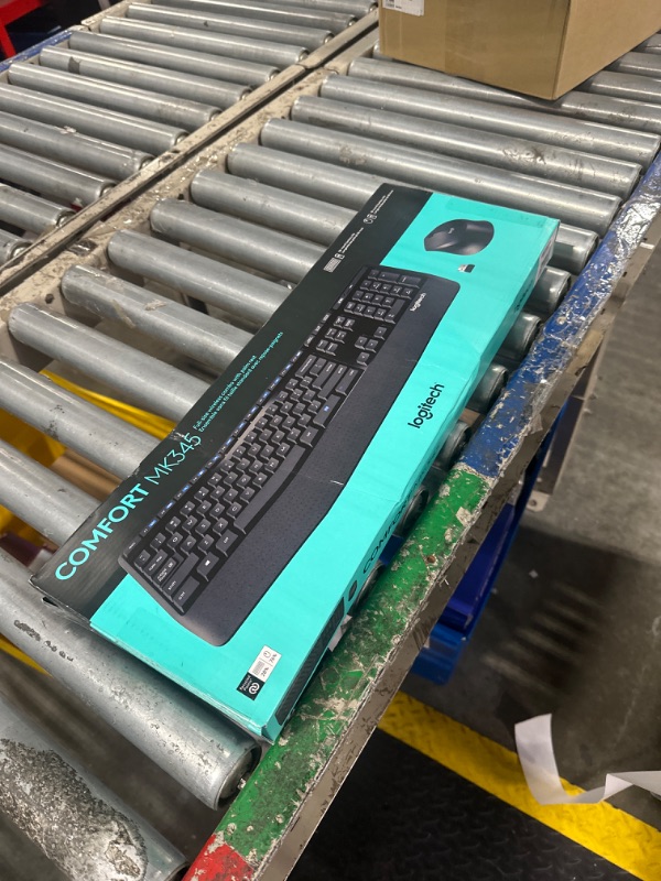 Photo 1 of Logitech MK345 Wireless Combo Full-Sized Keyboard with Palm Rest and Comfortable Right-Handed Mouse, 2.4 GHz Wireless USB Receiver, Compatible with PC, Laptop,Black