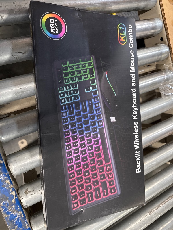 Photo 1 of SABLUTE Wireless Keyboard and Mouse Backlit, Quiet Light Up Keys, Tilt Legs, Sleep Mode - Rechargeable USB Cordless Combo for Computer, iMac, PC, Laptop (Purple)