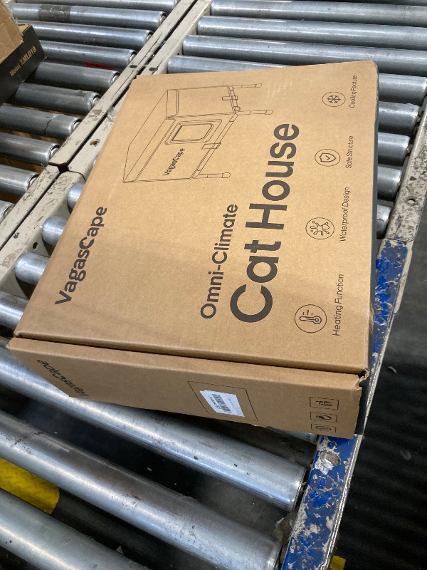 Photo 1 of Heated Cat House for Outside 100% Waterproof Safe Two-Way Lock Door Insulated Outdoor Weatherproof Elevated Cat Shelter with Heater for Feral Barn Cat Kitty Blue 21 x 18 x 13 in