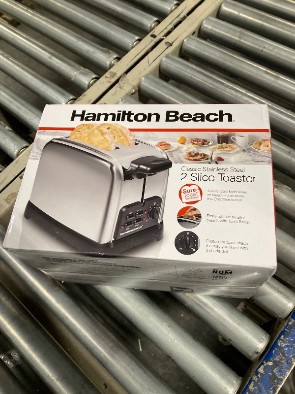 Photo 2 of Hamilton Beach Retro Toaster with Wide Slots, Sure-Toast Technology, Bagel & Defrost Settings, Auto Boost to Lift Smaller Breads, 2 Slice, Polished Stainless Steel (22782)