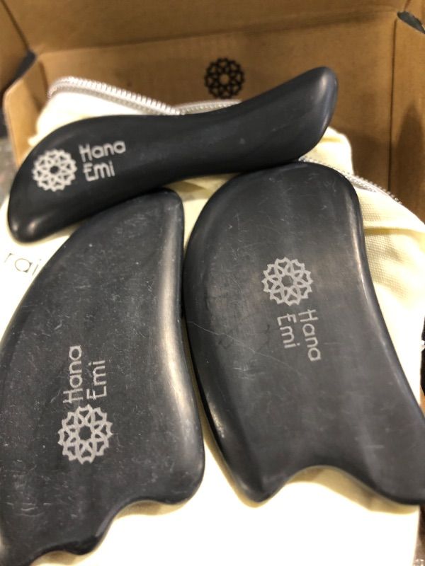 Photo 4 of *******ONE PIECE IS BROKEN, PICTURE IS INCLUDED******
Hana Emi Gua Sha Facial Tools Set of 4 - Large Bian Stone for Face & Body Massage - Glowing Massage Tool & Body Set for Daily Skincare Routine