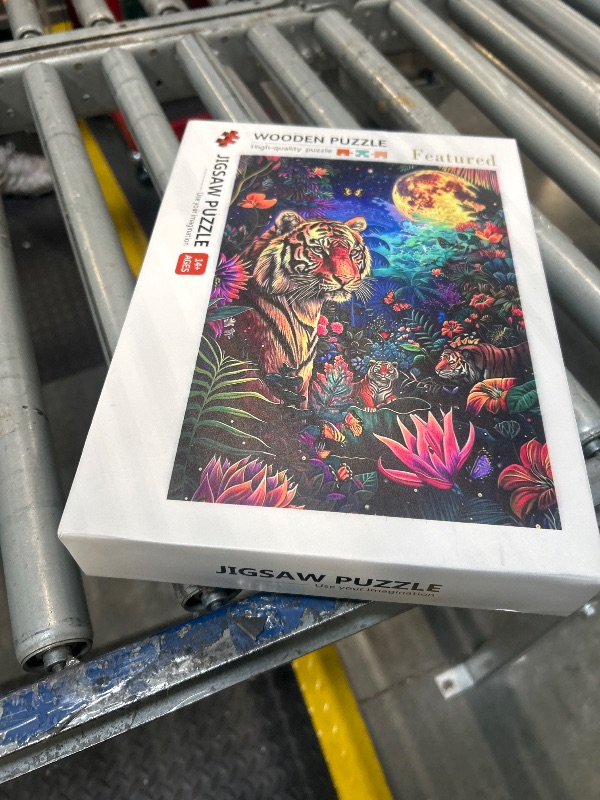 Photo 2 of 1000 Piece Jigsaw Puzzles for Adults Tiger at Full Moon Painting Jigsaw Puzzle African Animal Puzzles for Challenging Family Activity Game Forest Wildlife Art DIY Puzzle Wall Decor Gifts(Colorful)