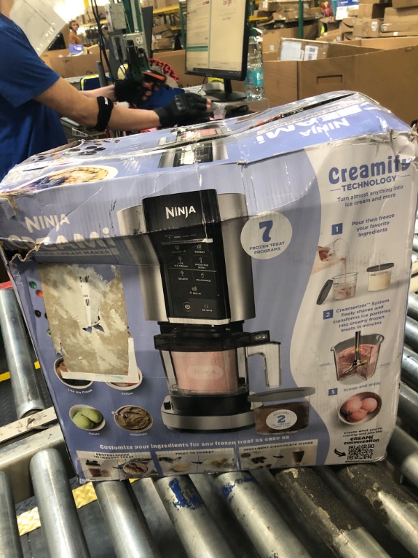 Photo 2 of ***UNTESTED*** Ninja NC301 CREAMi Ice Cream Maker, for Gelato, Mix-ins, Milkshakes, Sorbet, Smoothie Bowls & More, 7 One-Touch Programs, with (2) Pint Containers & Lids, Compact Size, Perfect for Kids, Silver