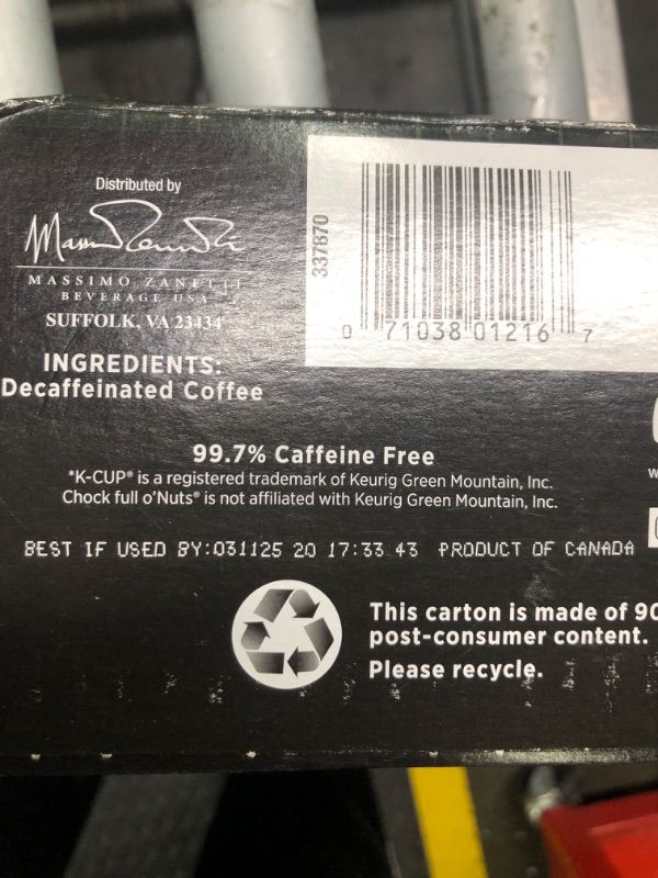 Photo 4 of ***still in seal package*** Chock Full o’Nuts Midtown Decaf Medium Roast, K-Cup Compatible Pods (12 Count) - Arabica Coffee in Eco-Friendly Keurig-Compatible Single Serve Cups
