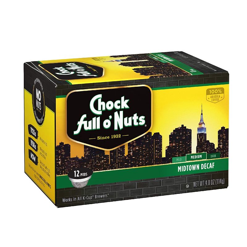 Photo 1 of ***still in seal package*** Chock Full o’Nuts Midtown Decaf Medium Roast, K-Cup Compatible Pods (12 Count) - Arabica Coffee in Eco-Friendly Keurig-Compatible Single Serve Cups
