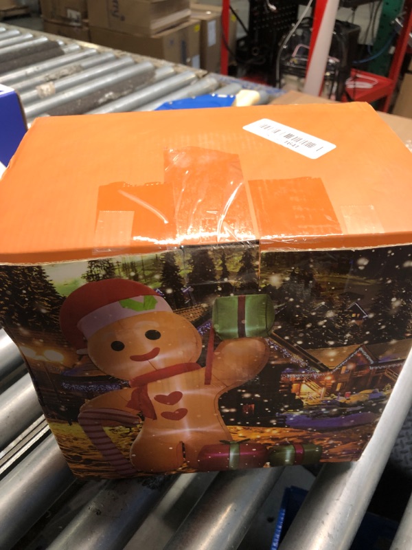 Photo 1 of Peyton 8FT Inflatable Gingerbread Man with Candy Cane and Three Gift Boxes,LED Lighted Christmas Decoration Indoor and Outdoor.