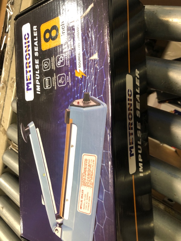 Photo 1 of ***used***METRONIC 8 inch Bag Sealer, Black Impulse Heat Sealer for Plastic Bags, Poly Bag Sealing Machine with Repair Kit. Clean, Crisp and Fast Sealing Machine