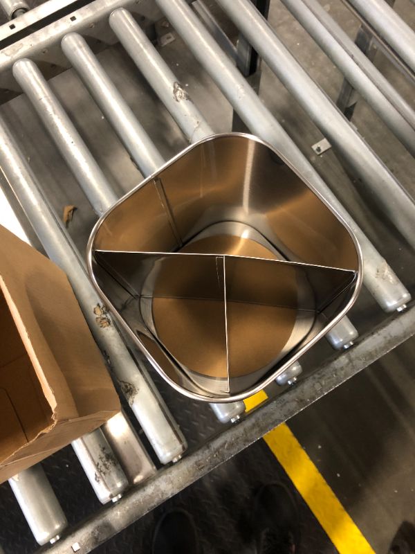 Photo 3 of ***a little bent on the metal*** Kozy Flair New Square form Rotating Utensil Caddy - Utensil holder in Stainless Steel - XL size 7x7 - EVA Base For Stability - Utensil Crock With Removable Divider - For Kitchen Countertop