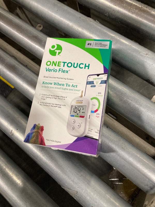 Photo 1 of OneTouch Verio Flex Blood Glucose Meter For Sugar Test Kit | Includes Blood Glucose Monitor, Lancing Device, 10 Sterile Lancets, and Carrying Case