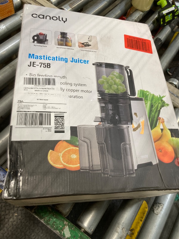 Photo 1 of Cold Press Juicer, 5.4" Wide Feed Chute Juice Extractor Machine with 400W, High Juice Yield, Slow Masticating Juicer for Whole Vegetables & Fruits, Light Gray