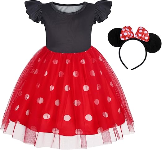 Photo 1 of Benylion Girl Christmas Dress Polka Dots Bowknot Tulle Dress Birthday Party Cosplay Fancy Costumes for Girls Christmas Gifts