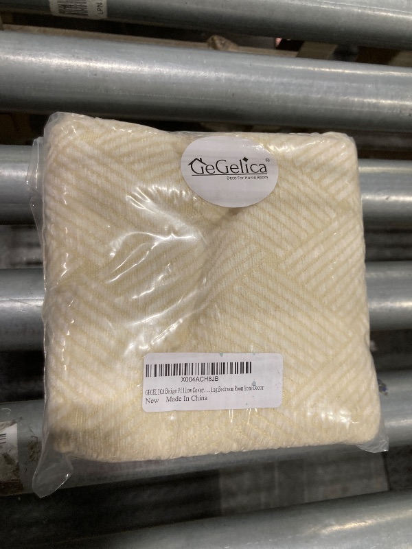 Photo 1 of GEGELICA Pack of 2 Beige Chenille Decorative Pillow Covers, Neutral Farmhouse12x20 Inch Soft Geometric Textured Modern Boho Throw Pillow Covers, for Sofa Living Bedroom Room Home Decor Cushion Covers
