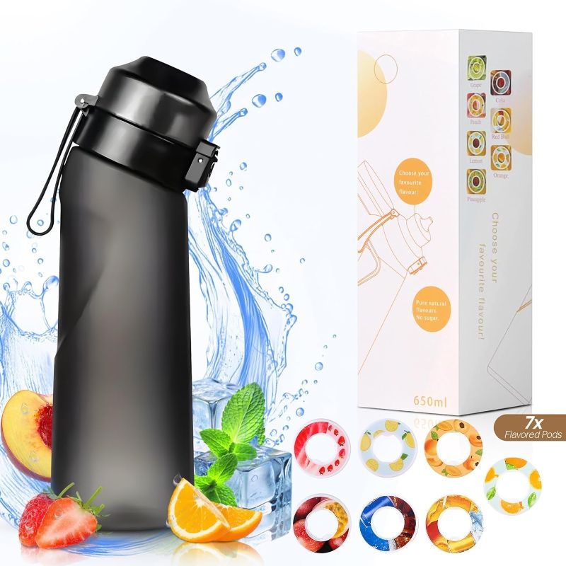 Photo 1 of 14 Flavor Pods For Air Water Bottle, 0% Sugar 0% calorie Fruit Fragrance Water,With Scent Rings Water Bottles Accessory for Daily Exercise Boost Drinking Water (14 Flavor Pods)