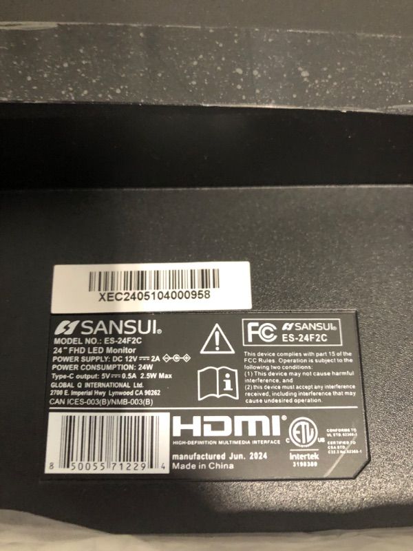 Photo 1 of SANSUI Monitor 24 inch 100Hz USB Type-C Computer Monitor?FHD 1080P PC Monitor?HDMI?FreeSync?HDR?Earphone Jack? Ergonomic Tilt for Home and Office