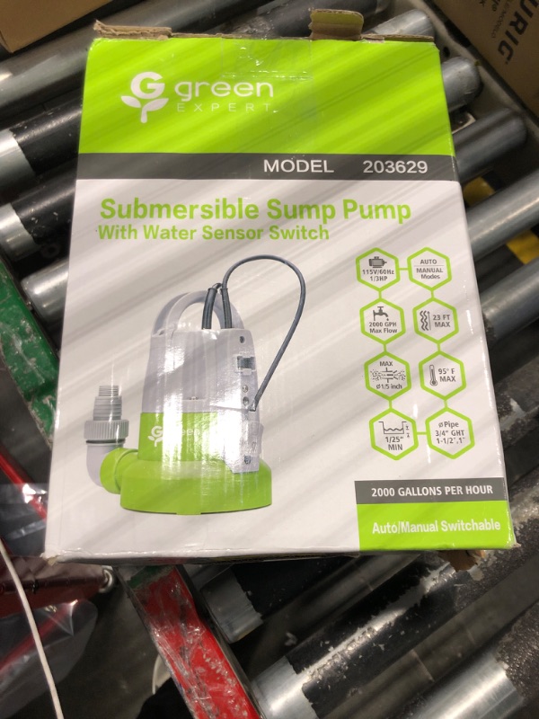 Photo 1 of Green Expert 1/3HP Submersible Sump Pump with Unique Flow Sensor Switch Last-inch Water Drainage for Flooded Basement Backyard Pool Hot Tub Rain Barrel 25FT Power Cord Easy to Use