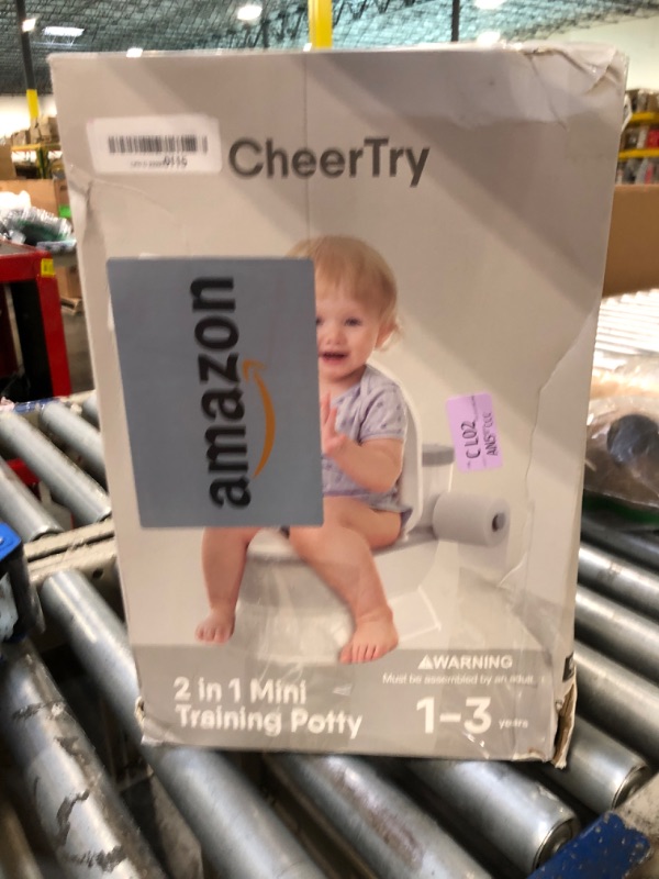 Photo 2 of *MISSING PARTS* CheerTry 2-in-1 Toddler Potty Training Toilet - Larger Potty Chair & Detachable Training Seat for Boys & Girls Ages 1-3 with Flushing Sound, Wipes Storage, Toilet Paper Holder - Grey