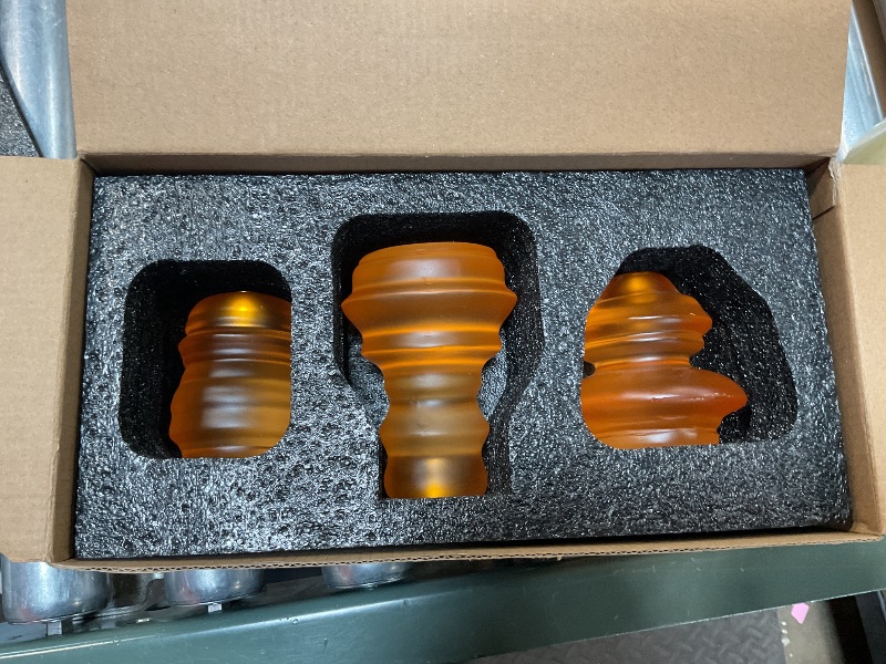 Photo 1 of OOSTONEE Candlestick Holders Set of 3, Amber Candle Holders Vintage Candle Sticks Holder Decor for Fall Clear Resin Taper Candle Holder for Tabletop Decor, Party and Festival, 3 Assorted Sizes