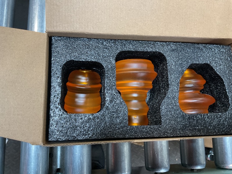 Photo 1 of OOSTONEE Candlestick Holders Set of 3, Amber Candle Holders Vintage Candle Sticks Holder Decor for Fall Clear Resin Taper Candle Holder for Tabletop Decor, Party and Festival, 3 Assorted Sizes