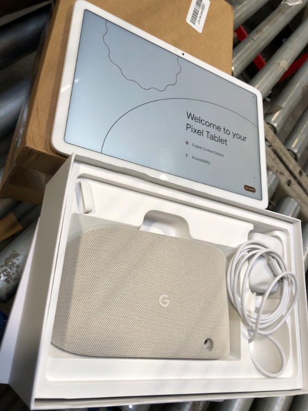 Photo 1 of Google Pixel Tablet with Charging Speaker Dock - Android Tablet with 11-Inch Screen, Smart Home Controls, and Long-Lasting Battery - Porcelain/Porcelain - 256 GB