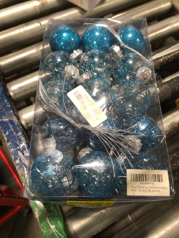 Photo 2 of 30 pcs 2.36 Inch Light Blue Clear Christmas Ball Ornaments Set Shatterproof Ball Decorations for Xmas Tree Delicate Stuffed Xmas Ornaments for Holiday Wedding Party Gift for Christmas Decor