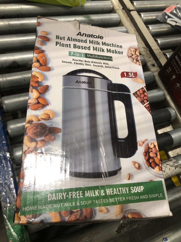 Photo 2 of Anatole Nut Milk Maker 51oz 1500ml Stainless Steel Raw Almond Milk Machine 7-In-1 Automatic Soy Oat Cow Plant-Based Milk Homemade Dairy-Free Beverages with Filter Recipe 110V