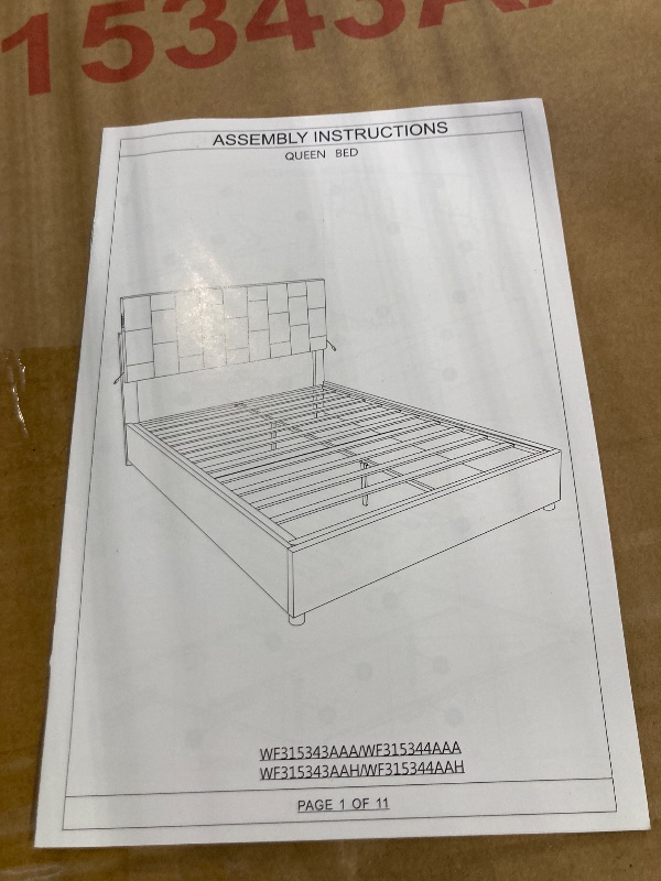 Photo 2 of 
Sismplly Queen Bed Frame with Headboard, Queen Size Bed Base with Vertical Channel Tufted Backrest, No Box Spring Needed, Mattress Foundation, Easy Assembly