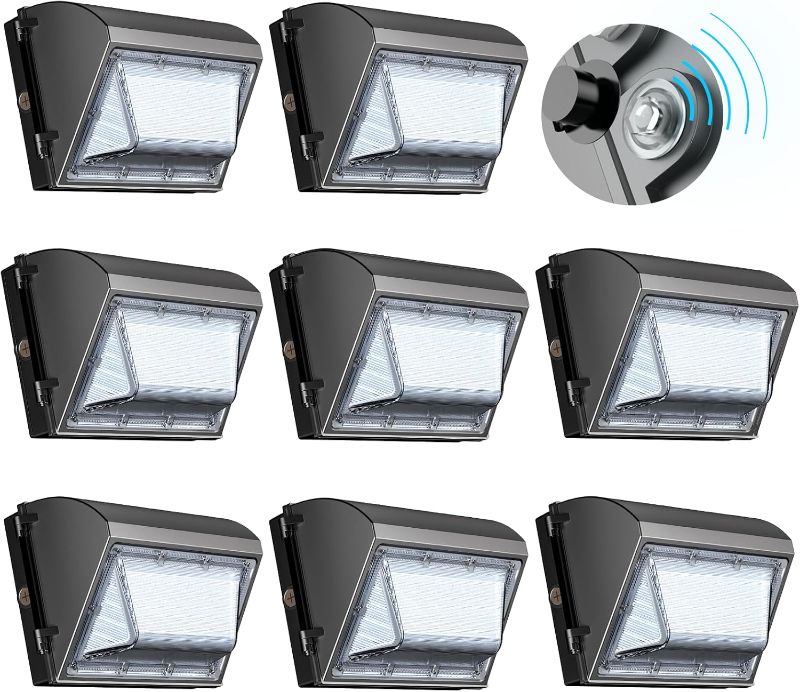 Photo 1 of ** unown how many items are***8 Pack 130W LED Wall Light with Dusk to Dawn Photocell, 19500 Lumens, 5000K Daylight IP65 Waterproof Outdoor LED Light Pack [800W Equivalent]