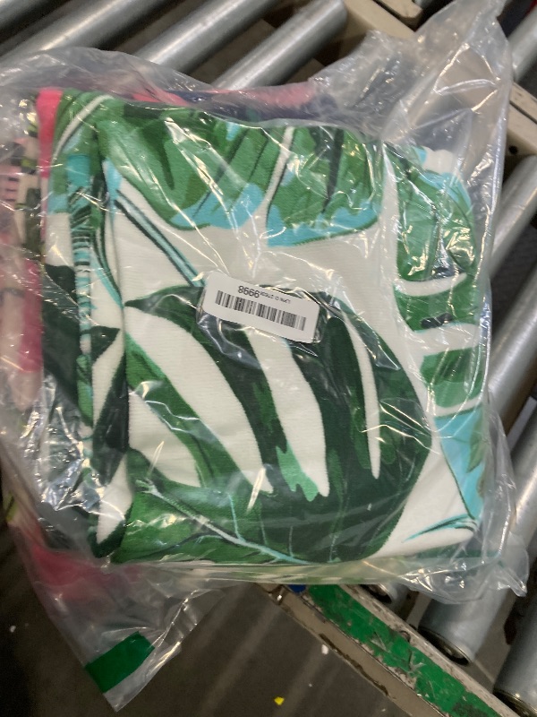 Photo 1 of 4 Packs Oversized Beach Towel Set, 36 x 72 in XL Extra Large Big Soft Clearance Pool Swim Travel Towels Blanket for Adult Women Men Accessories Essentials White Green Leaf Flamingo