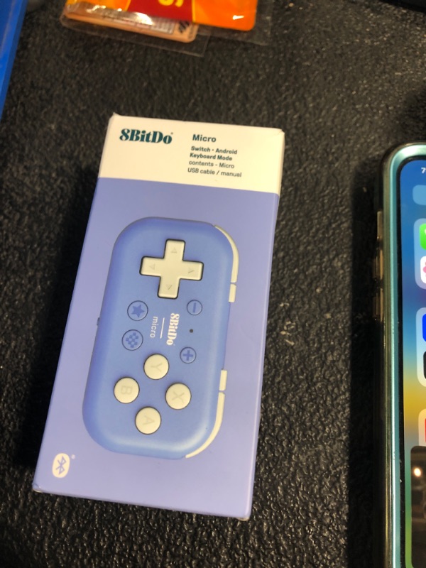 Photo 1 of 8Bitdo Micro Bluetooth Gamepad Pocket-sized Mini Controller for Switch, Android, and Raspberry Pi, Supports Keyboard Mode (Blue)