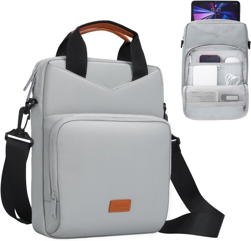 Photo 1 of 9-11 Inch Tablet Sleeve Bag, Padded Carrying Travel Case for iPad Pro 11-in (M4), iPad 10.9 (10th Gen), iPad Air 11-in (M2), Galaxy Tab S9/S8, with Shoulder Strap (Gray)