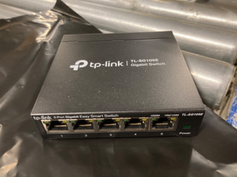 Photo 1 of TP-Link TL-SG105E | 5 Port Gigabit Switch | Easy Smart Managed | Plug & Play | Desktop/Wall-Mount | Shielded Ports | QoS, Vlan, IGMP and Link Aggregation | Ethernet Splitter | Network Hub | Black