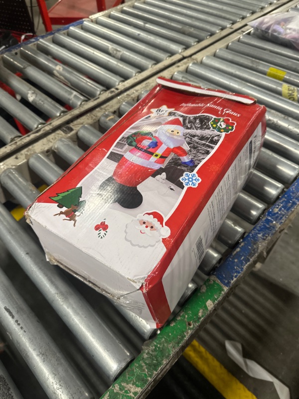 Photo 1 of 8 FT Christmas Inflatable Santa Claus Outdoor Decorations, Blow Up Santa Claus with Gifts Bag, Giant Santa Carrying Present Sack, Built-in LED Light, Xmas Outside Decor for Front Back Yard Garden Lawn