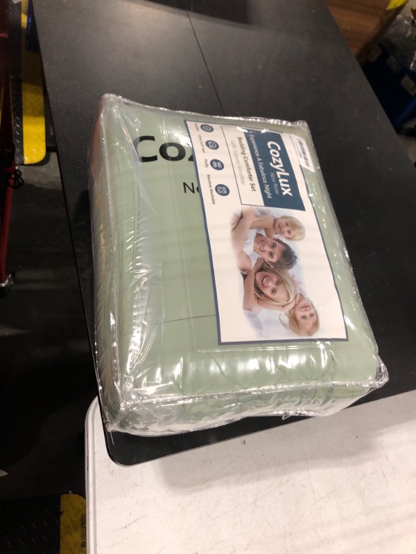 Photo 1 of CozyLux Sage Green Comforter Set Queen 7 Pieces Bed in a Bag Sage Green Comforter Queen Size Comforters Bedding Sets Queen with All Season Quilted Comforter, Flat Sheet, Fitted Sheet, Pillowcases