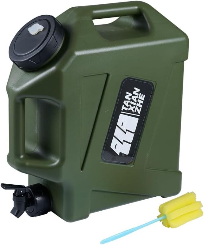 Photo 1 of ***Stock photo shows a similar item***  Water Jug Camping Water Container, BPA Free Portable Emergency Water Storage Tank with Spigot No Leakage Outdoor Hiking Dark Green