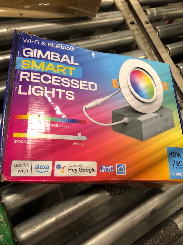 Photo 1 of Glowray 4 Inch Gimbal Smart WiFi Recessed canless Lights dimmable-10W 750 Lumens RGB Color Changing, LED Ceiling Spotlights Mobile App Apple/Alexa/Google Assistant ETL IC Rated