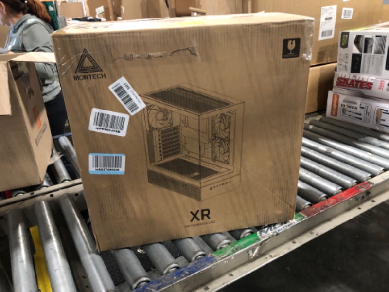 Photo 1 of MONTECH XR, ATX Mid-Tower PC Gaming Case, 3 x 120mm ARGB PWM Fans Pre-Installed, Full-View Dual Tempered Glass Panel, Wood-Grain Design I/O Interface, Support 4090 GPUs, 360mm Radiator Support, Black