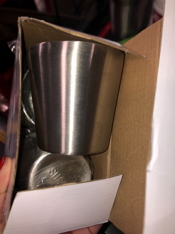 Photo 3 of 12 Pieces Stainless Steel Cups Double Wall Tumbler Glasses Stackable Glasses Metal Drinking Cups Insulated Drinking Glasses Reusable Silver Camping Mugs for Home Camping RV BBQ Office Party (5.9 Oz)