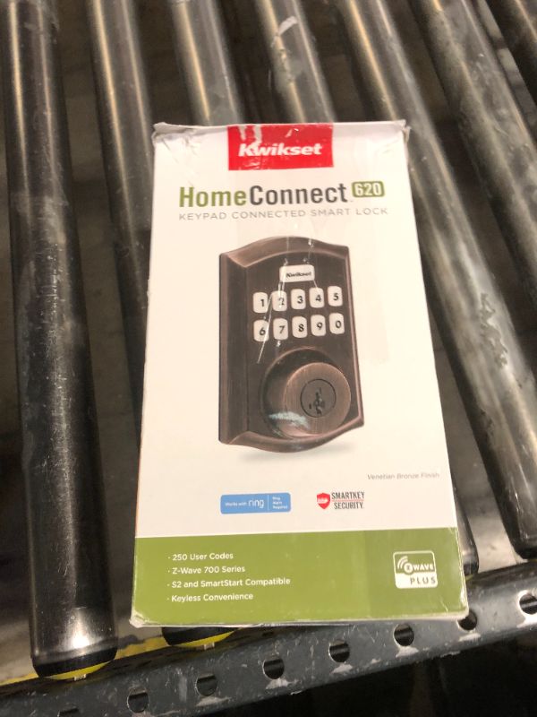 Photo 1 of Kwikset Home Connect 620 Smart Lock Deadbolt with Z-Wave Technology, Works with Ring Alarm, Samsung Smartthings and More, Z-Wave Hub Required, Traditional Design in Venetian Bronze