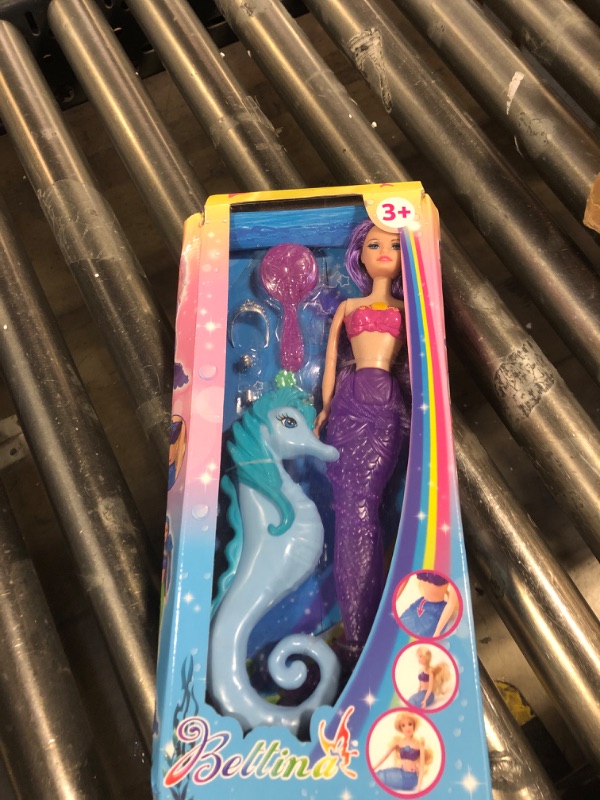 Photo 1 of BETTINA Magical Color Changing Mermaid Doll, Princess Mermaid Toy with Seahorse & Dolls Accessories - Vibrant Purple Hair and Transforming Tail, Mermaid Gifts Toys for Girls Aged 3-7