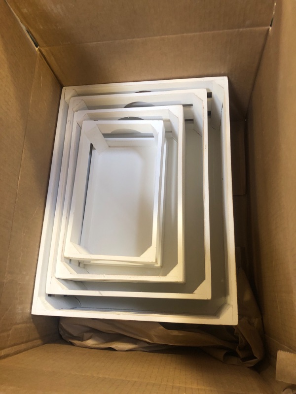 Photo 1 of JUMBO HUMBLE Set of 4 Large Wooden Decorative Storage Crates, Whitewashed Nesting Wooden Crates for Display Rustic, Farmhouse Wooden Storage Container Boxes Made from 100% Wood