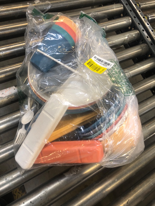 Photo 1 of 48 Pcs Wheat Straw Dinnerware Sets for 6- Unbreakable Dinnerware Set with Large Plates, Bowl and Cup Set -BPA Free, Lightweight, Microwave Safe Wheat Straw Plates and Bowls Sets, RV Camping Dishes Set