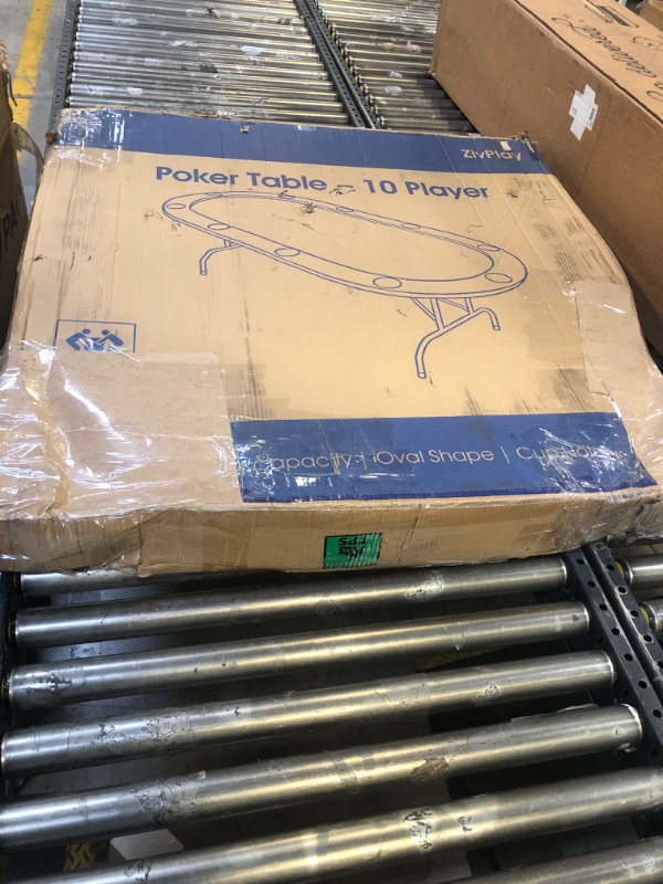 Photo 1 of ZivPlay Poker Table Foldable Texas Holdem Poker Table Portable with Folding Legs for Card Game and Casino Gambling 10 Player Oval