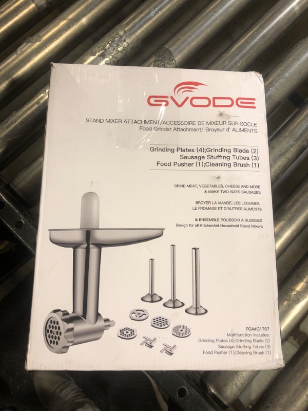 Photo 1 of Stainless Steel Meat Grinder for KitchenAid Mixer, Meat Grinder Sausage Stuffer Machine with 4 Grinding Plates, 3 Sausage Stuffer Tubes, 2 Grinding Blades, Kitchen Aid Mixers Accessories by Gvode