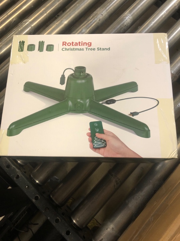 Photo 1 of (2024 Upgrade) Rotating Christmas Tree Stand with Remote Control, Stable 360 Revolving Tree Base Stand, Up to 7.5ft 90lb. Adjustable Christmas Tree Holder for Xmas Tree, Artificial Tree (green)