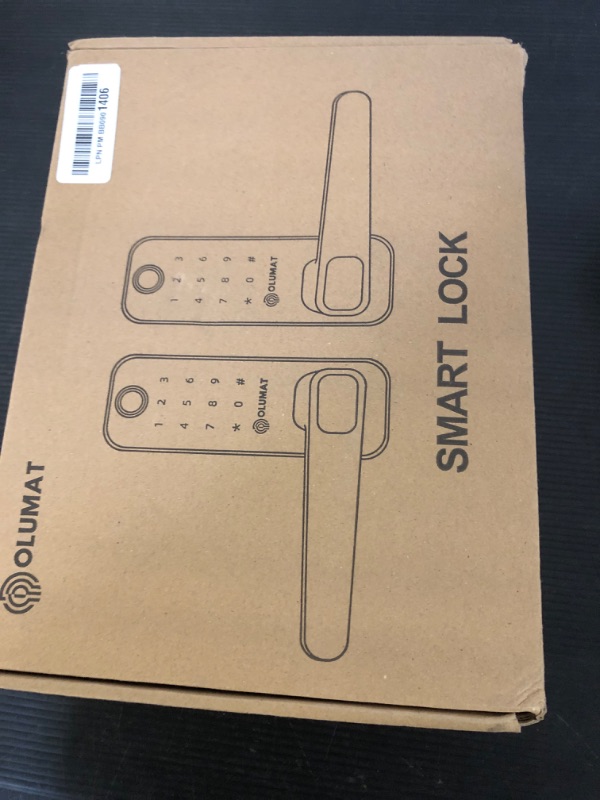 Photo 1 of Smart Door Lock, OLUMAT Keyless Entry Door Lock Fingerprint Door Lock with Keypad Digital Door Lock with Handle for Home, Rental, Office and Hotel (Silver)