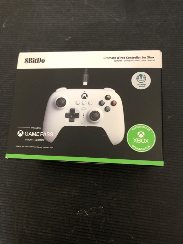 Photo 1 of 8Bitdo Ultimate Wired Controller for Xbox Series X|S, Xbox One and Windows, Hall Effect Joystick Update, PC Gaming Gamepad with Back Buttons, Trigger Vibration - Officially Licensed (White)