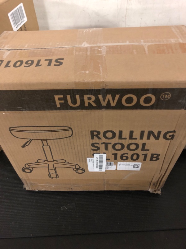 Photo 1 of FURWOO Round Rolling Stool Height Adjustable Stool with Wheels for Spa Salon Massage Black